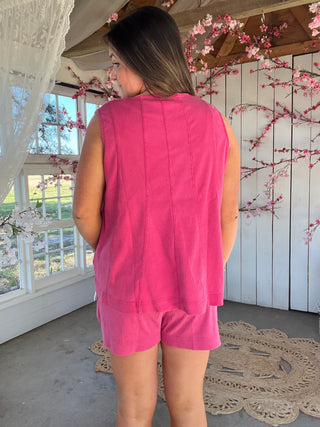 The Sand Dune Short Set - FUSHIA