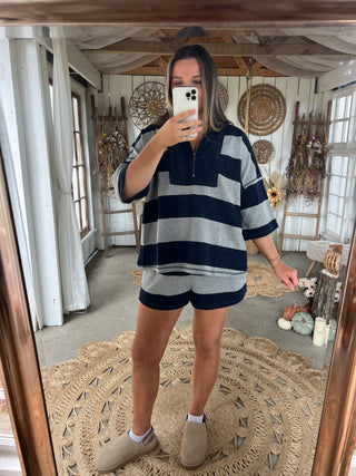 The Eden Striped Set - NAVY/GREY