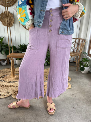 Cloud Nine Gauze Pants - DUSTY PURPLE