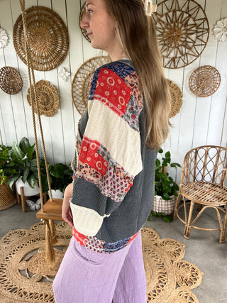 Groove Garden Top - RED/BLUE