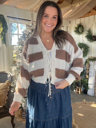 The Cinammon Twist Bow Sweater - MOCHA