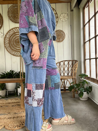 In The Groove Patchwork Pants - BLUE