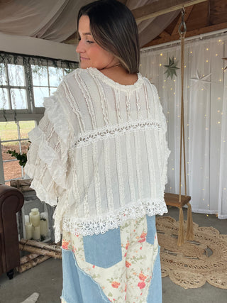 The Eyelet Twirl Top - CREAM PREORDER 2/28