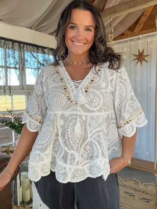 The Dawn Embroidered Top - WHITE