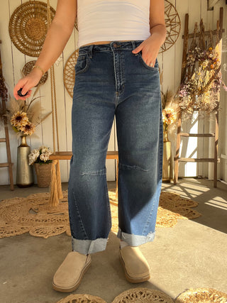 The Essential Dark Wash Barrel Jeans