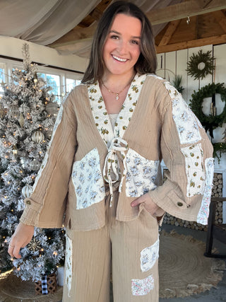 The Poetic Charm Floral Kimono - TAN