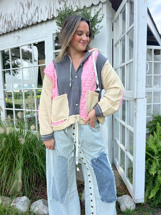 The June Jacket - MOCHA/PINK