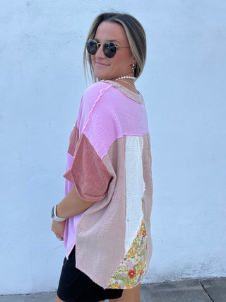 Starry Sky Patch Top - PINK