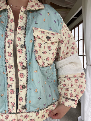 Meadow Mint Floral Quilted Jacket
