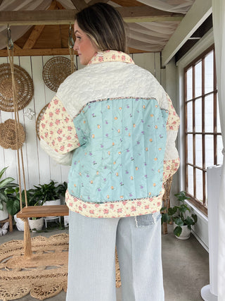 Meadow Mint Floral Quilted Jacket