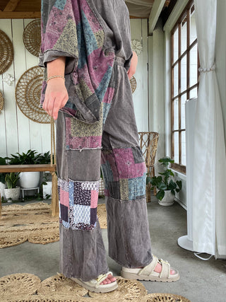 In The Groove Patchwork Pants - CHARCOAL