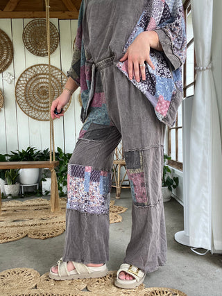 In The Groove Patchwork Pants - CHARCOAL