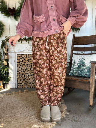 The Mocha Floral Joggers