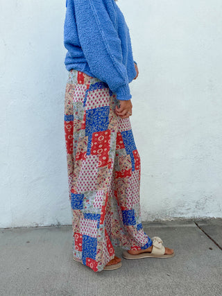 The Coline Printed Pants - RED/BLUE