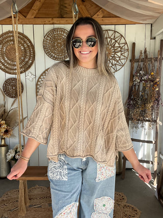 The Fall Essential Cable Knit Sweater - TAN