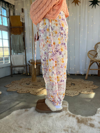 The Kara Floral Joggers - PURPLE