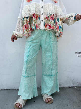 The Charlee Wide Leg Pants - AQUA