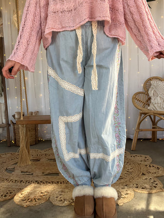 Floral Escape Joggers - DENIM