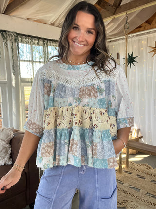 Coastal Pearl Patch - IVORY/BLUE