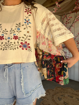 The Shoreline Embroidered Top - CREAM