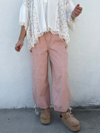 Urban Stripe Cargo Pants - PINK