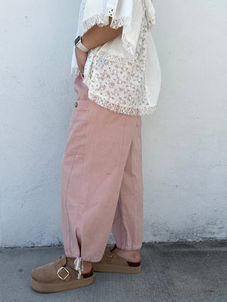 Urban Stripe Cargo Pants - PINK