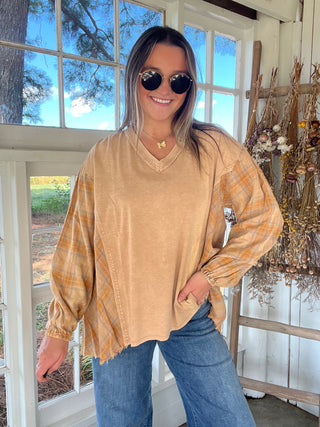 The Pine Plaid Top - CREAM (can't restock)