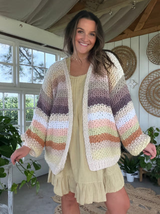 Harlow Knit Stripped Cardigan - ECRU PREORDER LATE AUG