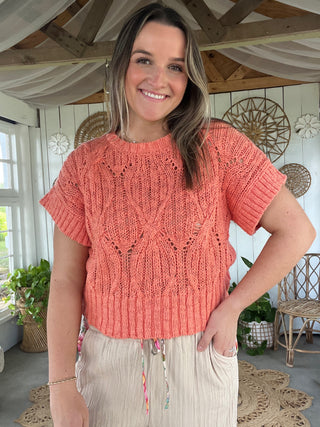 The Piper Crochet Sweater - CORAL