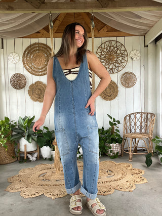 The Stone Wash Denim Overalls
