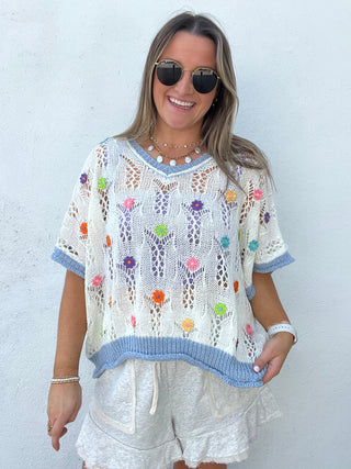 The Country Side Floral Top - BLUE