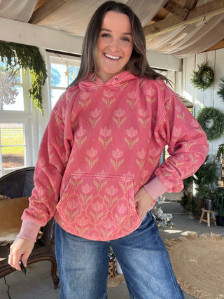 The Melrose Printed Hoodie - PINK FLORAL