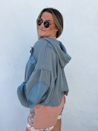 Vivid Vibe Thermal Shacket - ASH BLUE