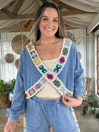 The Reversible Granny Square Top - ROYAL BLUE