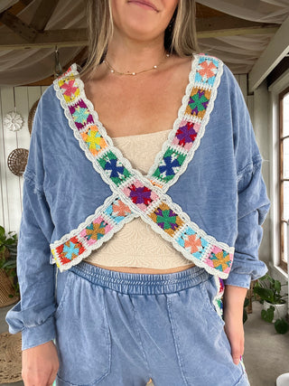 The Reversible Granny Square Top - ROYAL BLUE