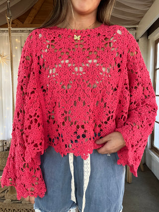 The Veronica Crochet Top - CANDY APPLE RED