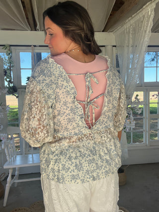 The Miles Floral Top - BLUE