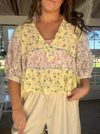 The Miles Floral Top - YELLOW