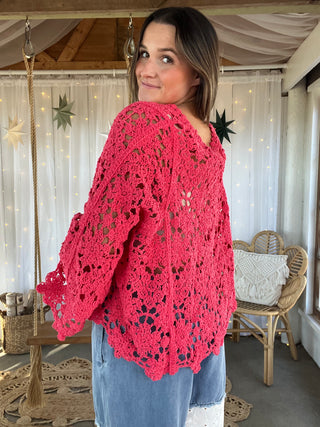 The Veronica Crochet Top - CANDY APPLE RED