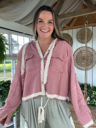 The Floral Escape Jacket - DUSTY PINK