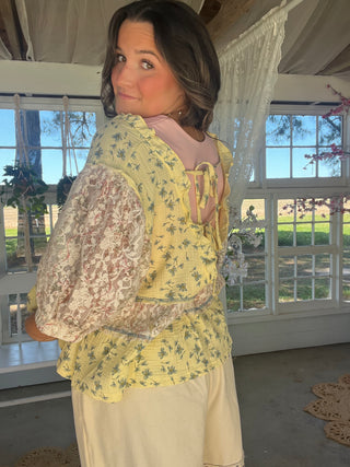The Miles Floral Top - YELLOW
