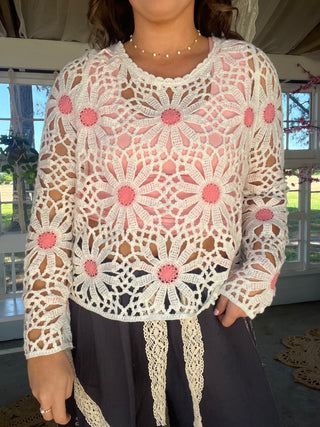 The Pinky Daisy Crochet Top