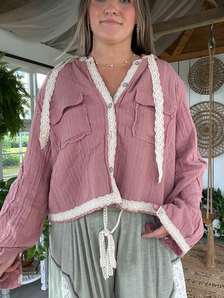 The Floral Escape Jacket - DUSTY PINK
