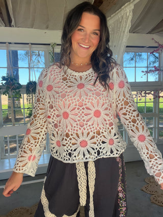 The Pinky Daisy Crochet Top