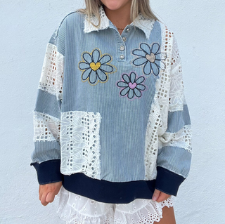 The Floral Fade Denim Top