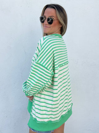 The Lazy Day Striped Henley - GREEN