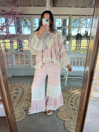 Eyelet Twirl Pants - BLUSH