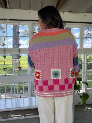 Beat The Chill Cardigan - PINK MULTI PREORDER 1 WEEK