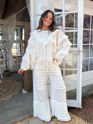 Eyelet Twirl Pants - CREAM PREORDER MID JUNE
