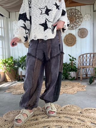 Boho Floral Joggers - DENIM